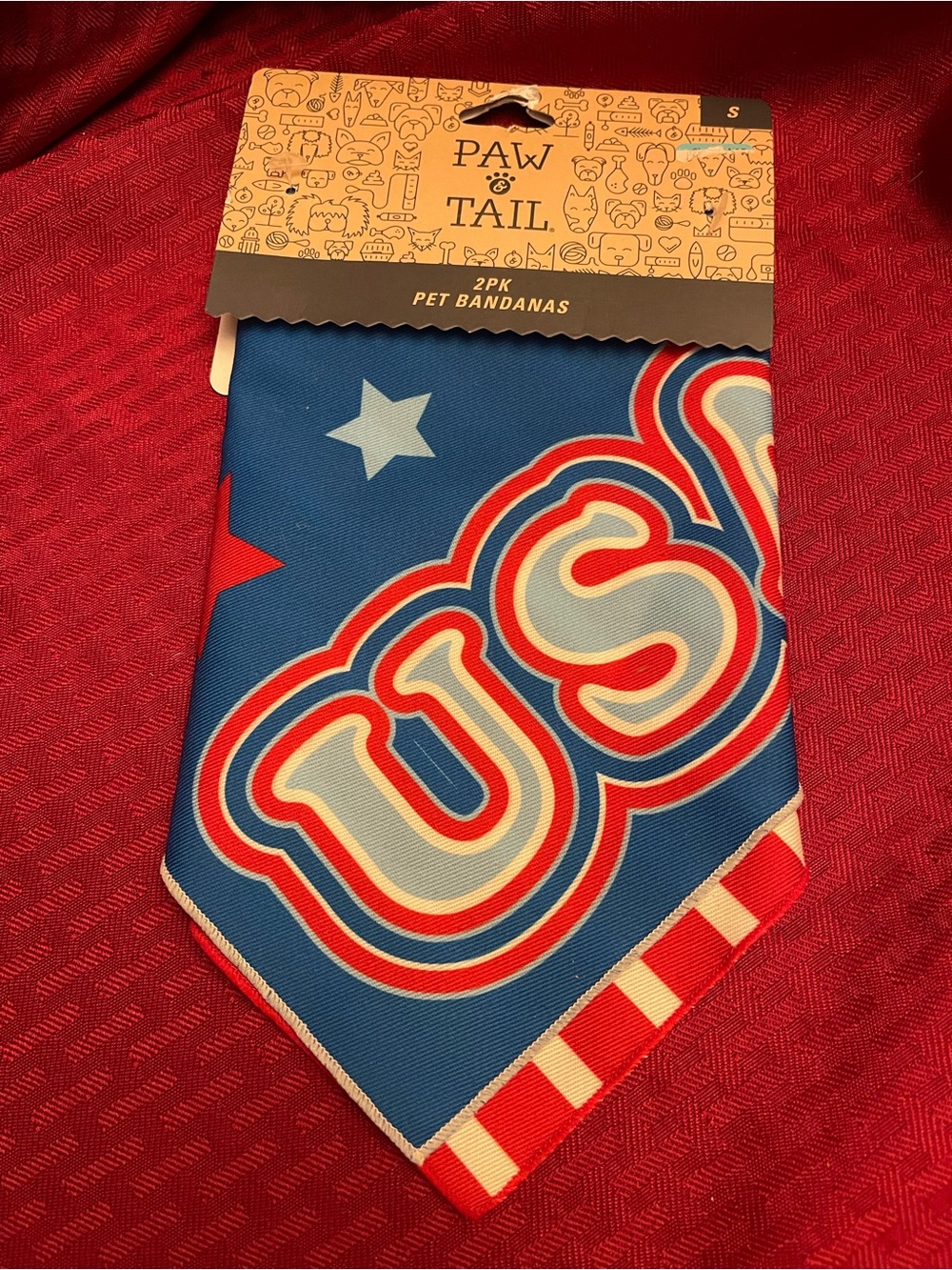Paw & Tail Blue Red and White Patriotic Pet Bandana 2pk